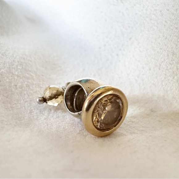 PANDORA Rare Retired Buttercup Dangle Charm w/ 14k Gold and Champagne CZ Details - Picture 5 of 10